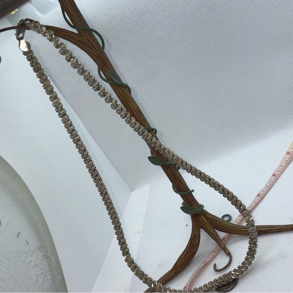 Heavy Sterling Silver Chain Necklace Double Chain Wrapped around a Single Chain - Picture 12 of 13